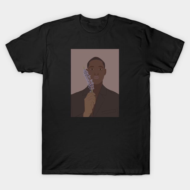 Black man with flower T-Shirt by Nastya Li